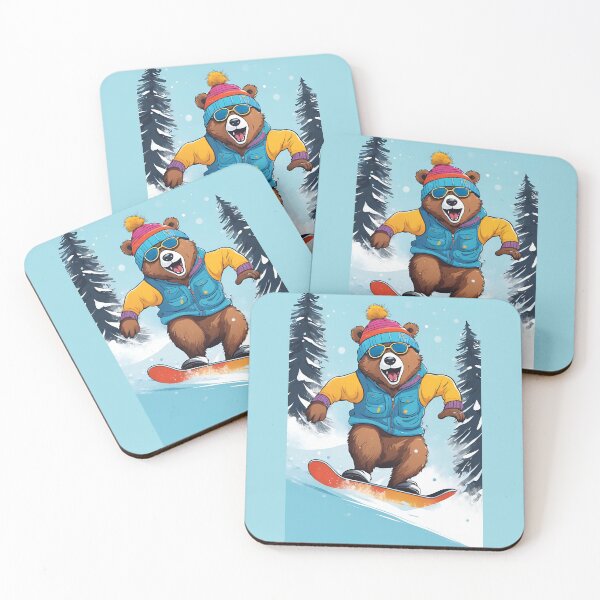 Item preview, Winter Brown  Bear, Snowboard Bear, Snowboard, designed and sold by GOLDENGARDENART.