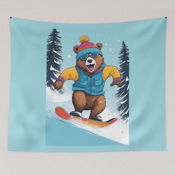 Item preview, Winter Brown  Bear, Snowboard Bear, Snowboard, designed and sold by GOLDENGARDENART.