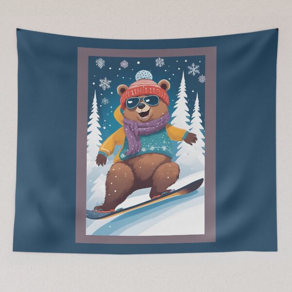 Item preview, Teddy Brown Bear, Snowboard Bear, Snowboard, designed and sold by GOLDENGARDENART.