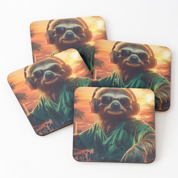 Item preview, DJ Faultier at Sunset – Tropical Party Vibes designed and sold by inksavvystudio.
