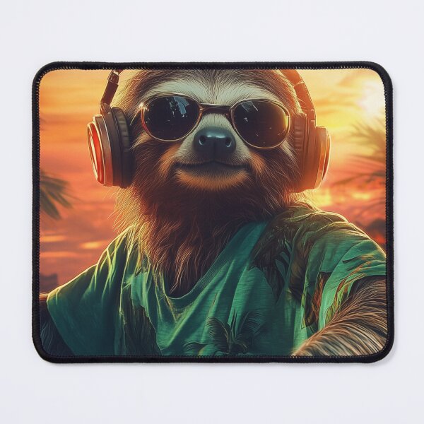 Item preview, DJ Faultier at Sunset – Tropical Party Vibes designed and sold by inksavvystudio.
