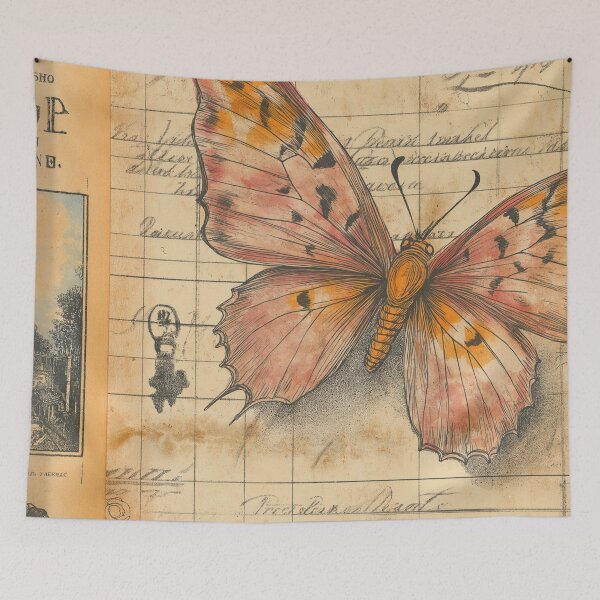 Item preview, Butterfly on Vintage Paper. Retro design. designed and sold by Shoot-The-Moon.