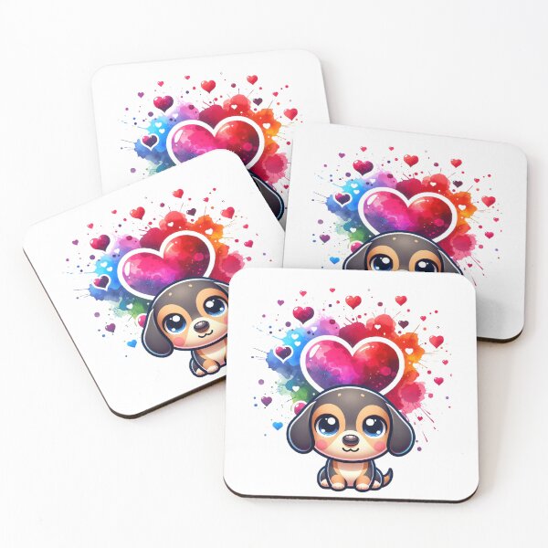 Item preview, Adorable Dachshund with Colorful Hearts and Smoke – Perfect Valentine’s Day Design designed and sold by ARTReMi.