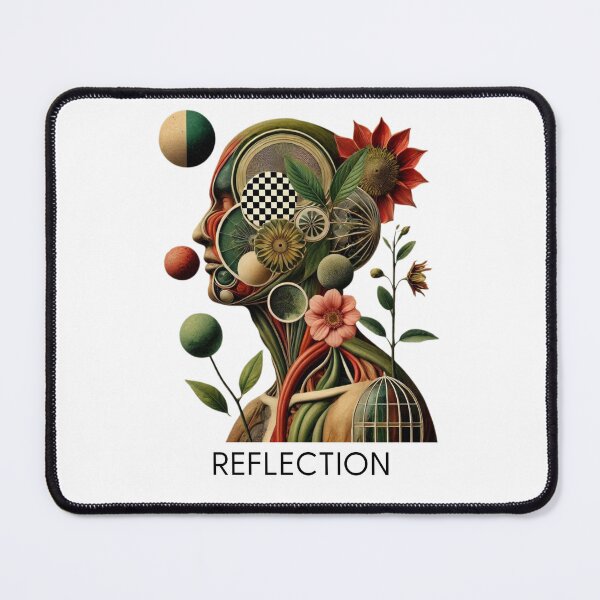 Item preview, Surreal Collage Art - Vintage Botanical Portrait with Geometric Patterns designed and sold by MiszungART.