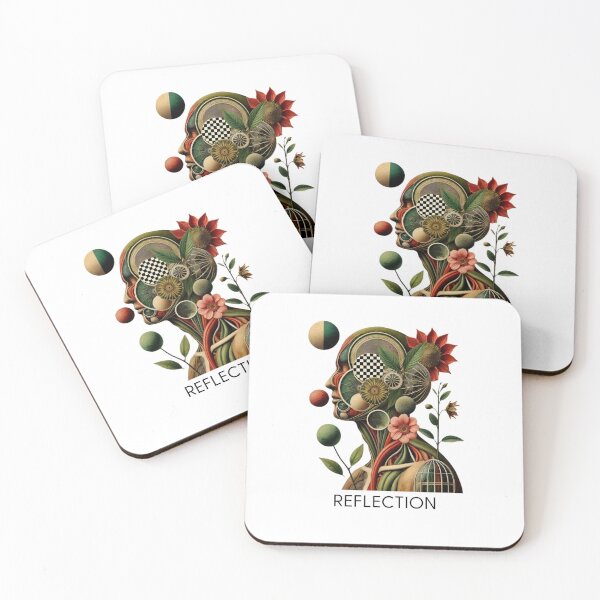 Item preview, Surreal Collage Art - Vintage Botanical Portrait with Geometric Patterns designed and sold by MiszungART.