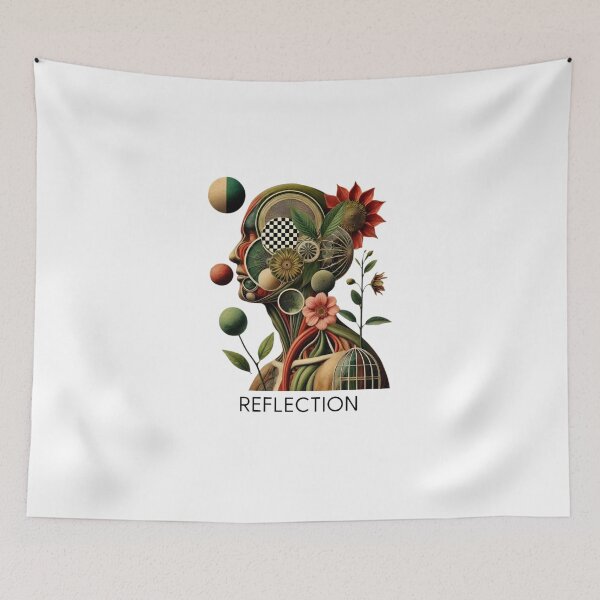 Item preview, Surreal Collage Art - Vintage Botanical Portrait with Geometric Patterns designed and sold by MiszungART.