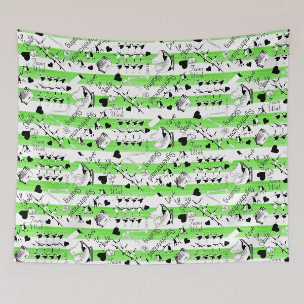 Item preview, Synchronized Skating Black and White, Striped Design on Lime Green designed and sold by Purposely Designed.