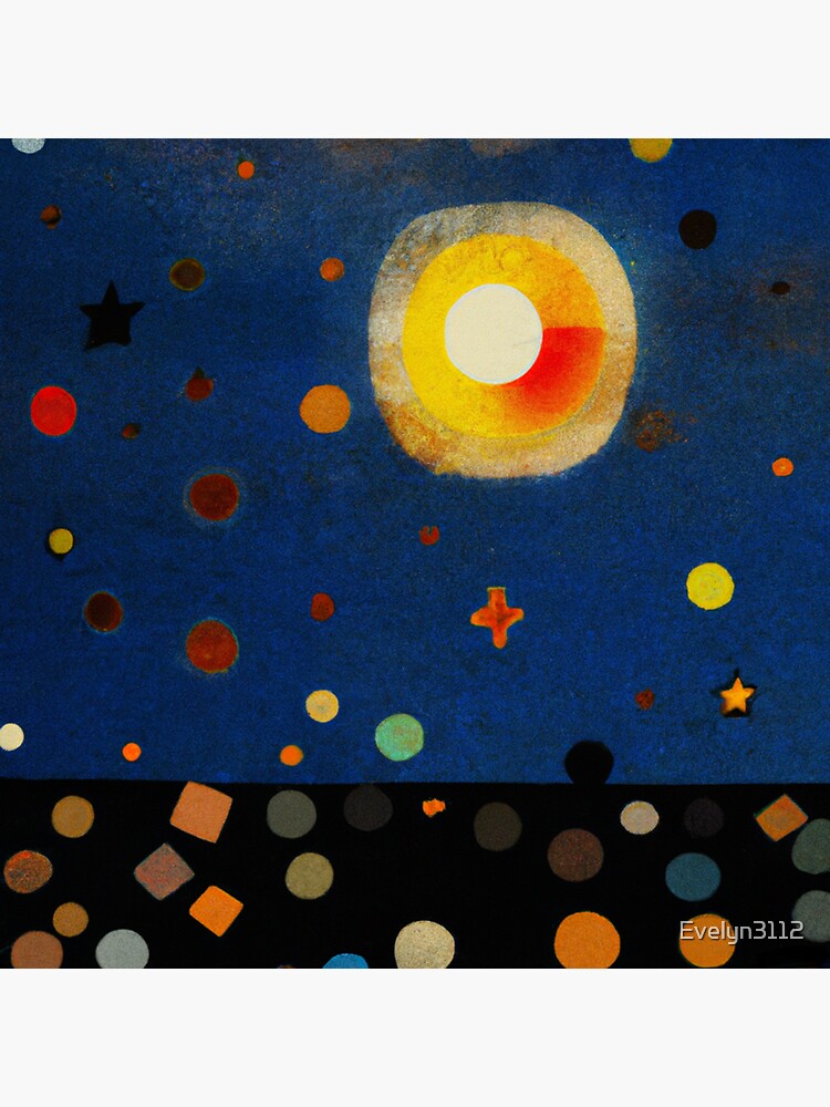 Thumbnail 3 von 3, Sticker, Sternenhimmel mit Vollmond - nightsky with full moon designt und verkauft von Evelyn3112.