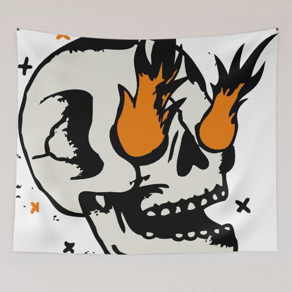 Item preview, Skull white skull flame eye eyes fire tattoo designed and sold by Achille3777.