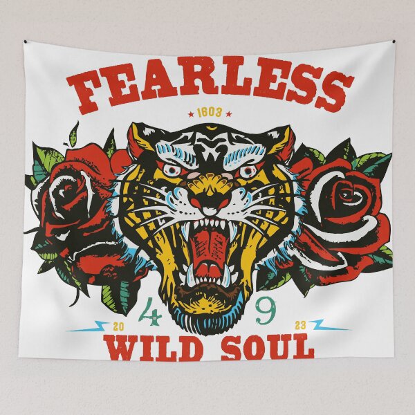 Item preview, Tiger tattoo fearless wild soul rose flower 49 designed and sold by Achille3777.