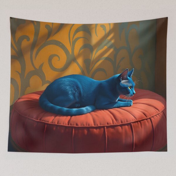 Item preview, Cobalt Cat with Ottoman designed and sold by HabitableMoons.