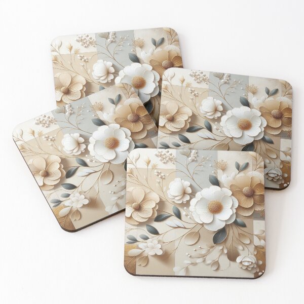 Item preview, Modern Art White Beige Flower designed and sold by Tsveti Dinkova.