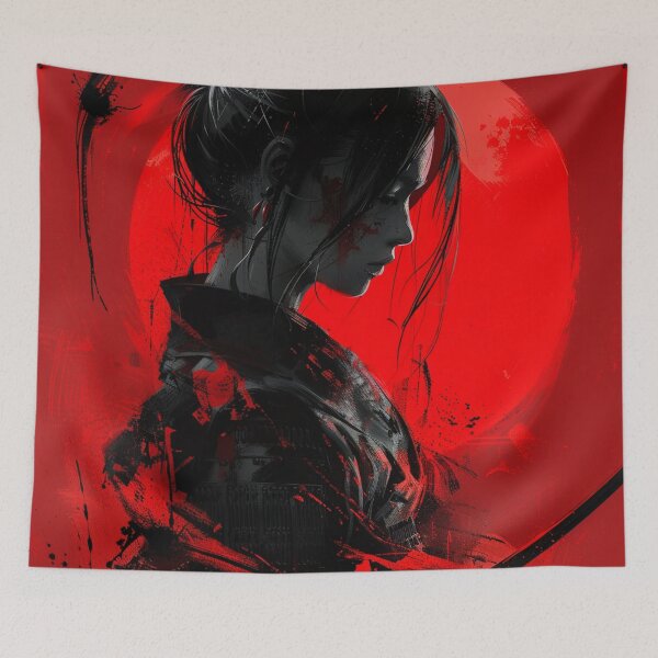 Item preview, Red Moon Samurai Girl designed and sold by EndOfRainbowArt.