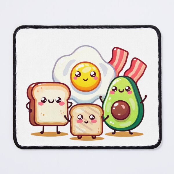 Item preview, avocado breakfast plate fried egg bacon bread toast kawaii designed and sold by ZerpaGiovanna.