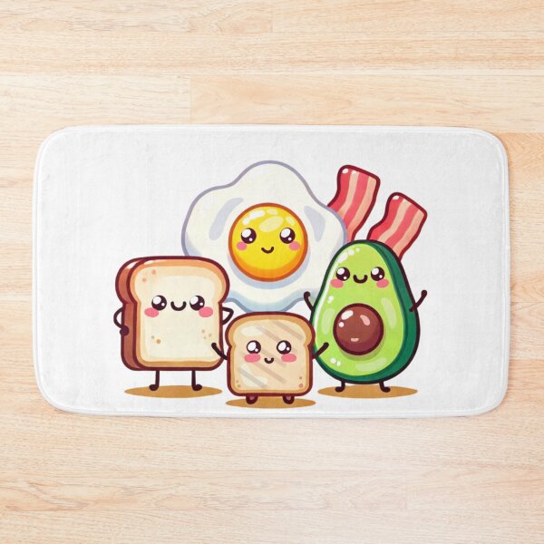 Item preview, avocado breakfast plate fried egg bacon bread toast kawaii designed and sold by ZerpaGiovanna.