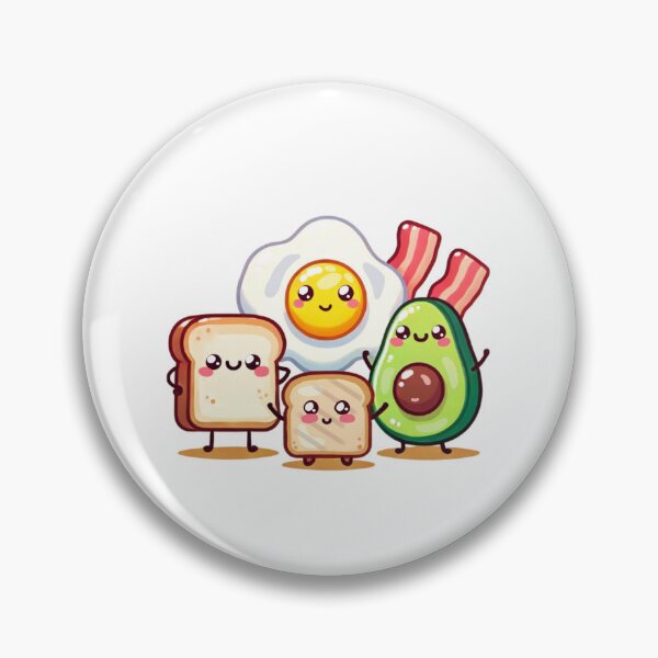 Item preview, avocado breakfast plate fried egg bacon bread toast kawaii designed and sold by ZerpaGiovanna.