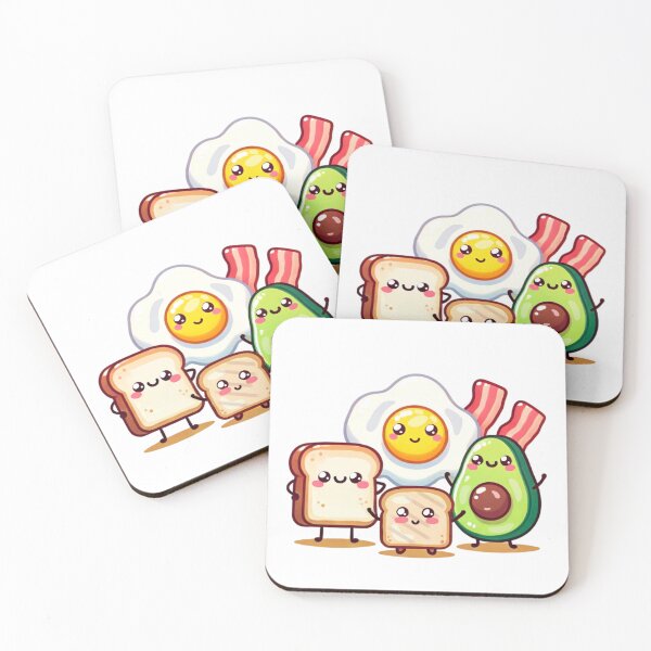 Item preview, avocado breakfast plate fried egg bacon bread toast kawaii designed and sold by ZerpaGiovanna.