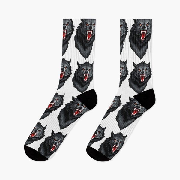 Item preview, Fierce Gray Wolf with Open Mouth and Red Eyes designed and sold by artwaves.