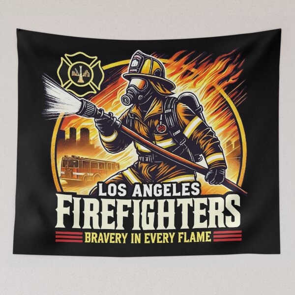 Item preview, los angles burn - Firefighter Heroic - Bravery in Every Flame designed and sold by DrawHandArt.