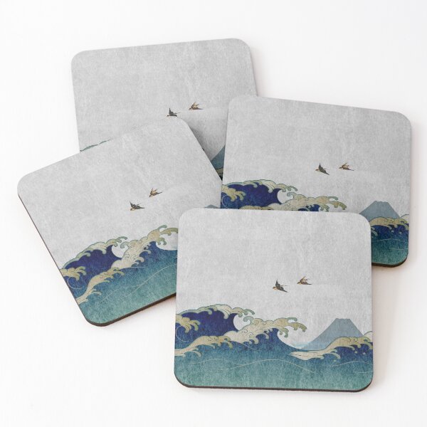 Item preview, Japanese Art Style - Swallows in a stormy sea - designed and sold by store-wasabi.