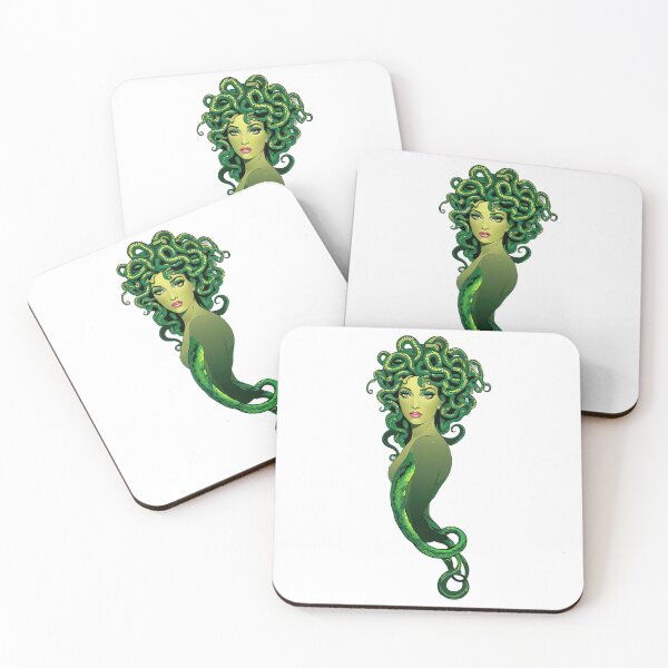 Item preview, Elegant Green Woman with Snake Hair Against Monochrome Background designed and sold by artwaves.