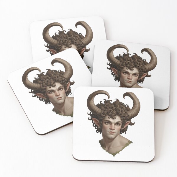 Item preview, Mythical Satyr with Curly Hair and Large Horns designed and sold by artwaves.