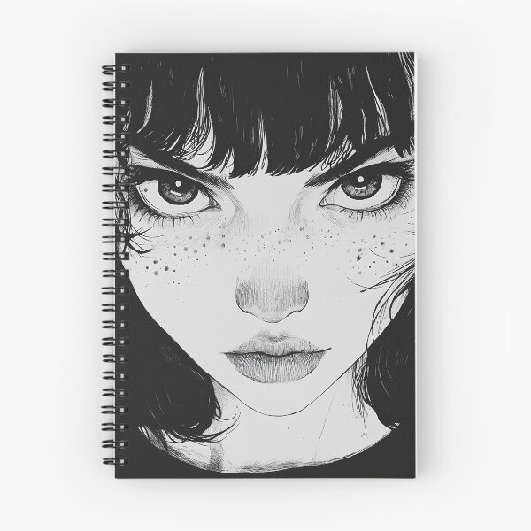 Item preview, Intense black and white close up of manga girl designed and sold by NeonEdge.