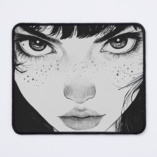 Item preview, Intense black and white close up of manga girl designed and sold by NeonEdge.
