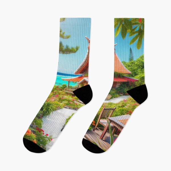 Item preview, Traditional Japanese Coastal Cottage - A Vibrant Retreat designed and sold by NihonKamonScape.