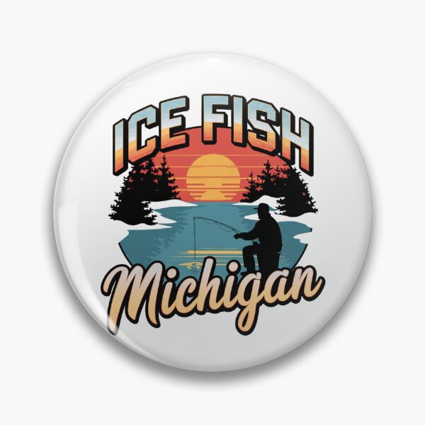 Item preview, Ice Fish Michigan - Sunset Winter Fishing Artwork designed and sold by WayoftheWater.