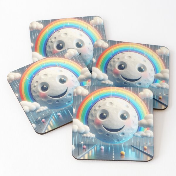 Item preview, Happy Moon Night Sky Rainbow Art Print designed and sold by choder61.