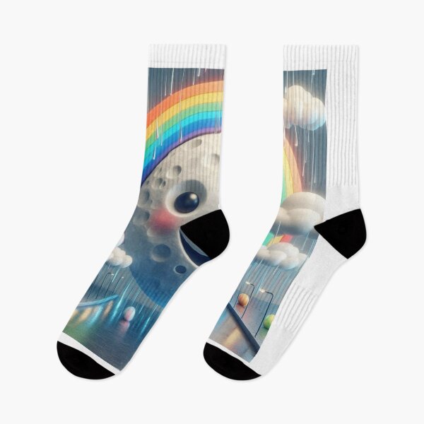Item preview, Happy Moon Night Sky Rainbow Art Print designed and sold by choder61.
