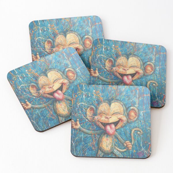 Item preview, Cheeky Chimp illustration with abstract background. designed and sold by Shoot-The-Moon.