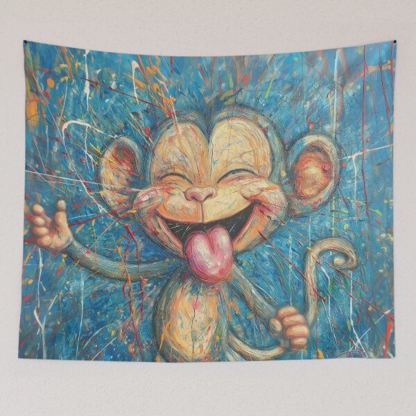 Item preview, Cheeky Chimp illustration with abstract background. designed and sold by Shoot-The-Moon.