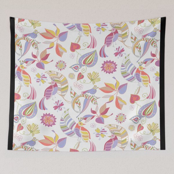 Item preview, Scandinavian birds tree white designed and sold by Alessandro Remo Mazzoni Remotextiles.