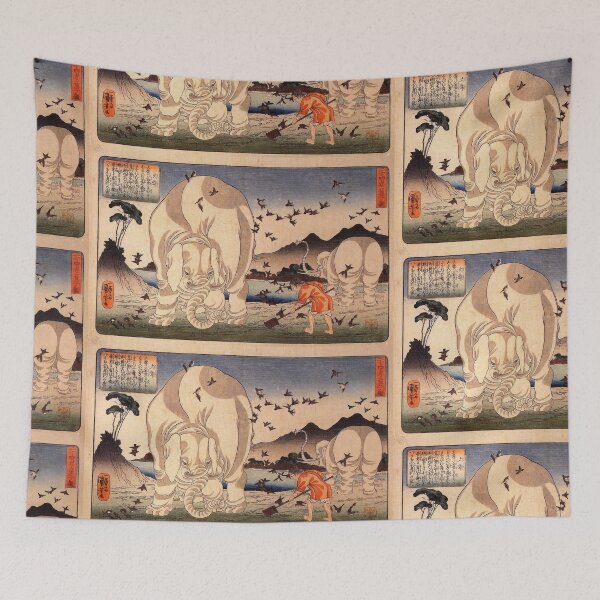 Item preview, Thaishun with elephants Utagawa Kuniyoshi Ukiyo-e designed and sold by TeeARTHY.