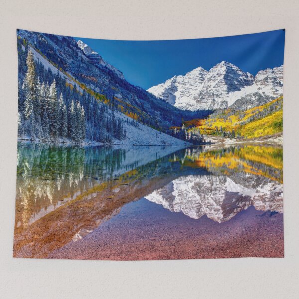 Item preview, Maroon Bells Panorama Sunrise - Rocky Mountains Reflection in Colorado designed and sold by Rocky Mountain Artistry.