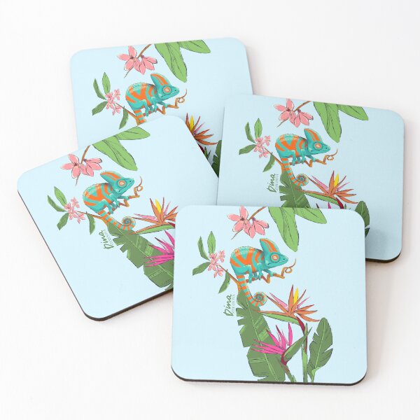 Item preview, Vivid Tropical Chameleon and Strelitzia – Unique Artwork for Celebrations and Decor designed and sold by Dina Stoianova.