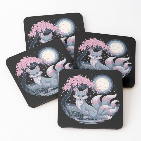 Item preview, Enchanting Nine-Tailed Fox Under Cherry Blossom and Full Moon designed and sold by love3617.