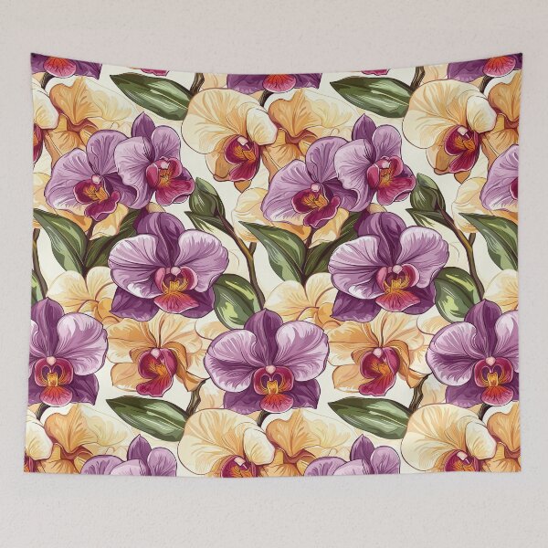 Item preview, Intricate orchid motifs with vibrant natural palettes designed and sold by Piotrek0001.