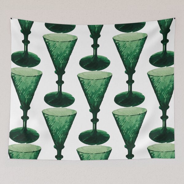 Item preview, Green Wine Glass Sticker – Vintage Elegance designed and sold by QuteStuffHere.