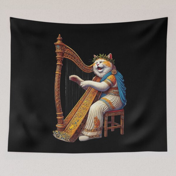 Item preview, Serenade Strings, Cat Playing Harp designed and sold by Tiszert.