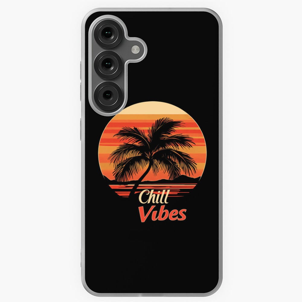 Chill Vibes Retro Palm Tree Sunset