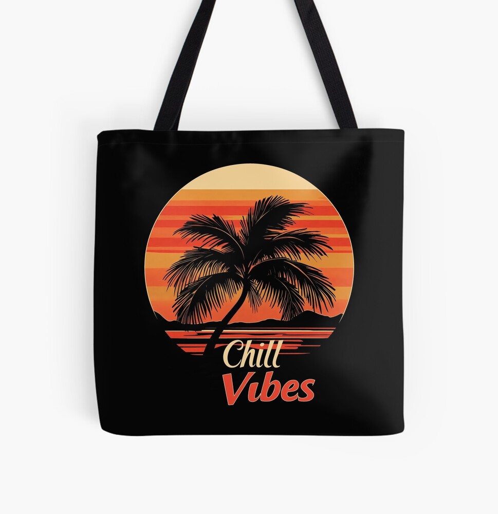 Chill Vibes Retro Palm Tree Sunset