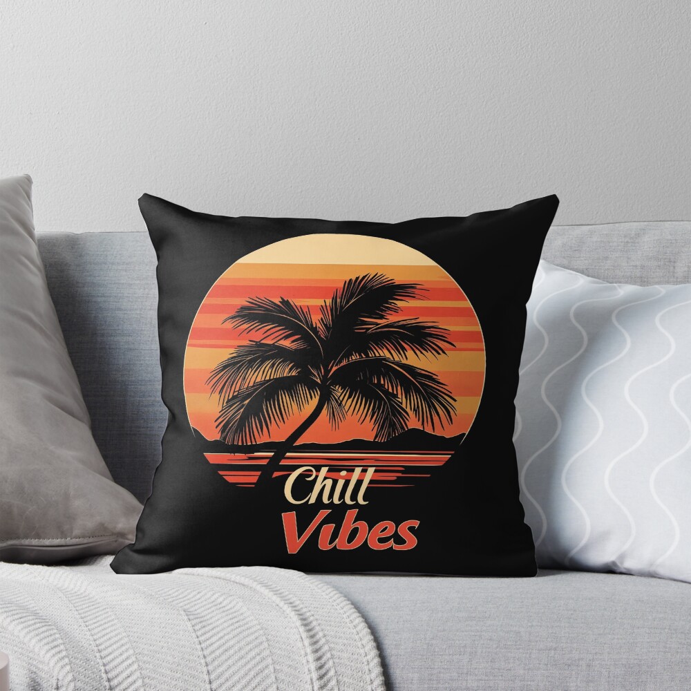 Chill Vibes Retro Palm Tree Sunset