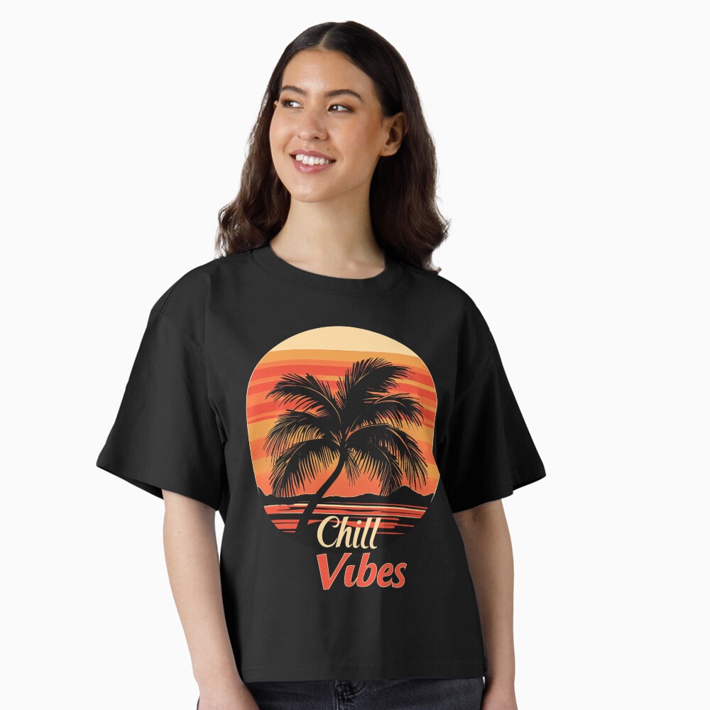 Boxy T-Shirt — Chill Vibes Retro Palm Tree Sunset