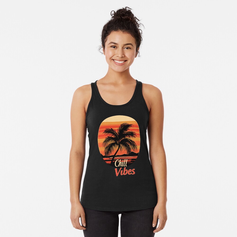 Chill Vibes Retro Palm Tree Sunset