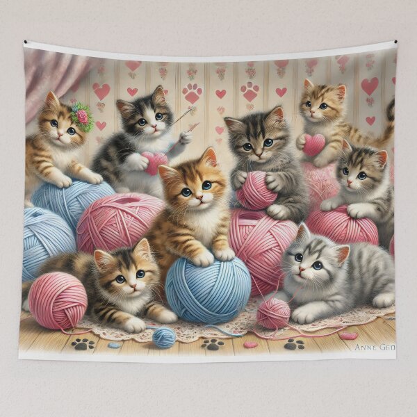 Item preview, Heartfelt Kittens in Yarn Wonderland designed and sold by Mechanical-Artt.