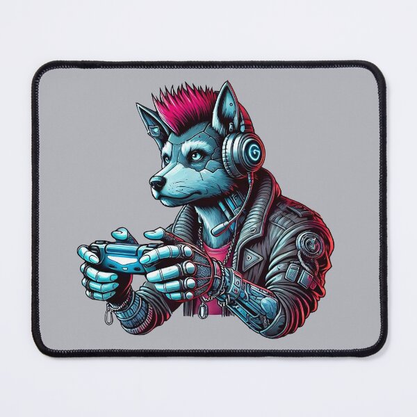 Item preview, Gamer Dog with Mohawk  Video, Handsome Puppy Ears Heandset Cyberpunk designed and sold by TheTimeTaxi.