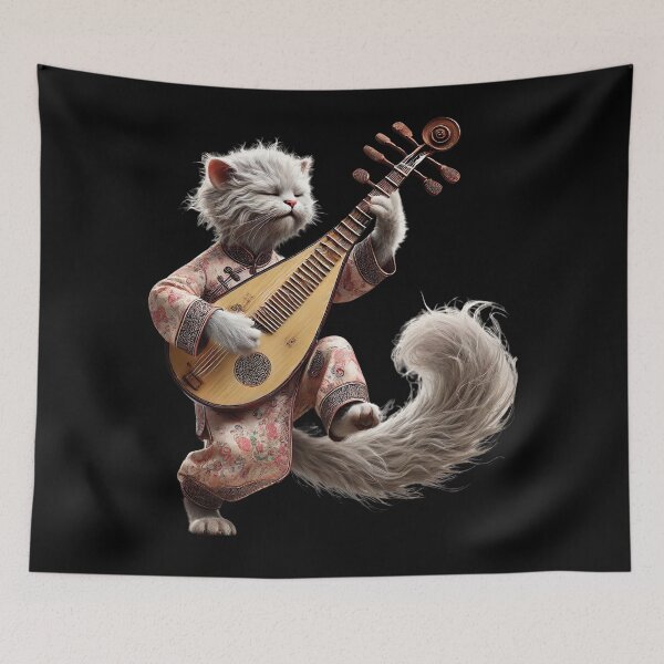 Item preview, Purring Pipa Pick, Cat Playing Pipa designed and sold by Tiszert.